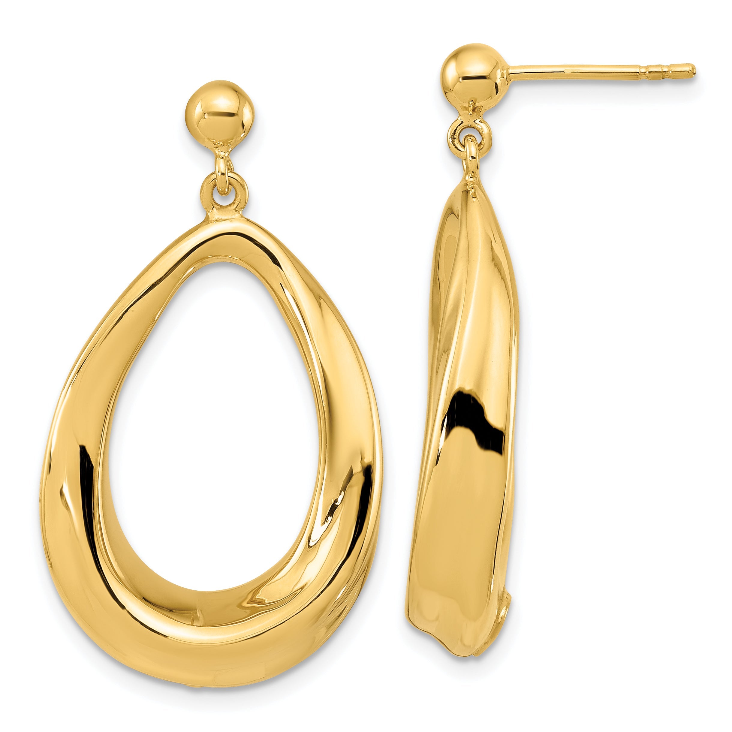 14K Gelbgold Poliert Stecker Ohrhänger