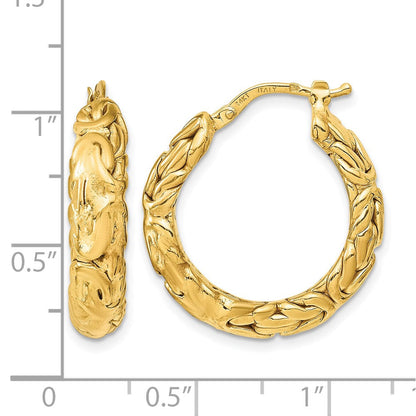 14K Gelbgold Poliert Strukturiert Creolen