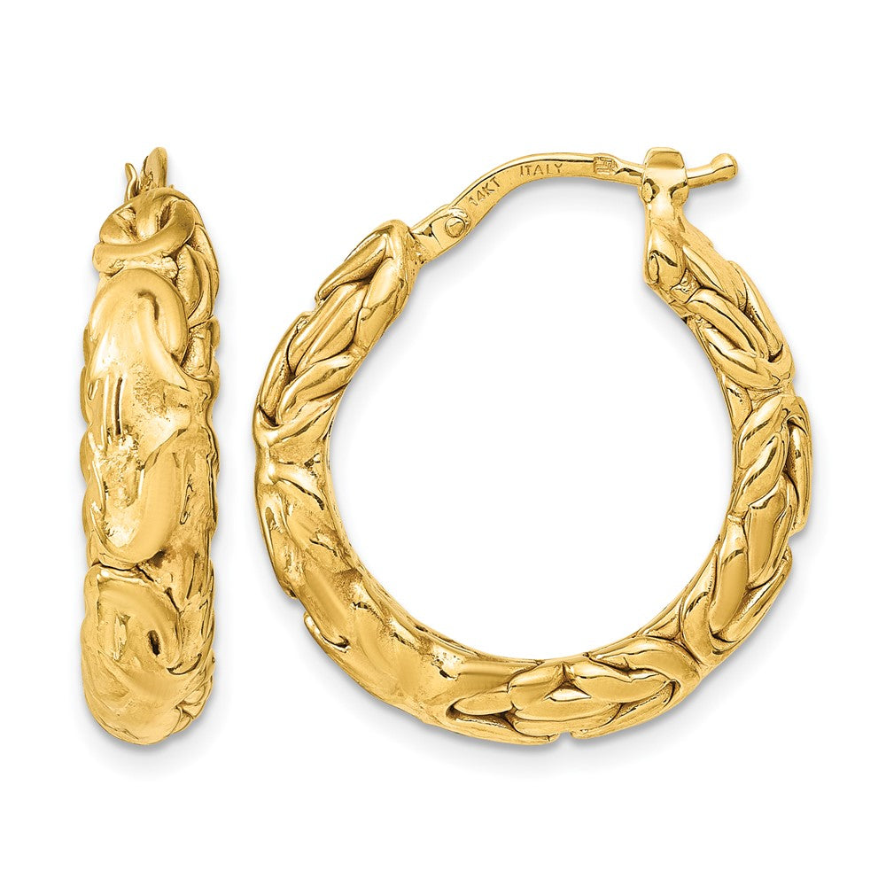14K Gelbgold Poliert Strukturiert Creolen