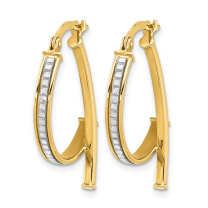 14K Gelbgold Poliert Glitzer Infused Creolen