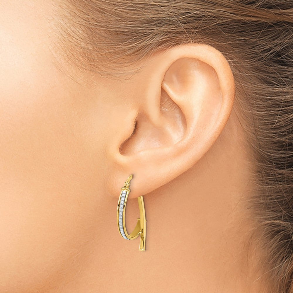 14K Gelbgold Poliert Glitzer Infused Creolen