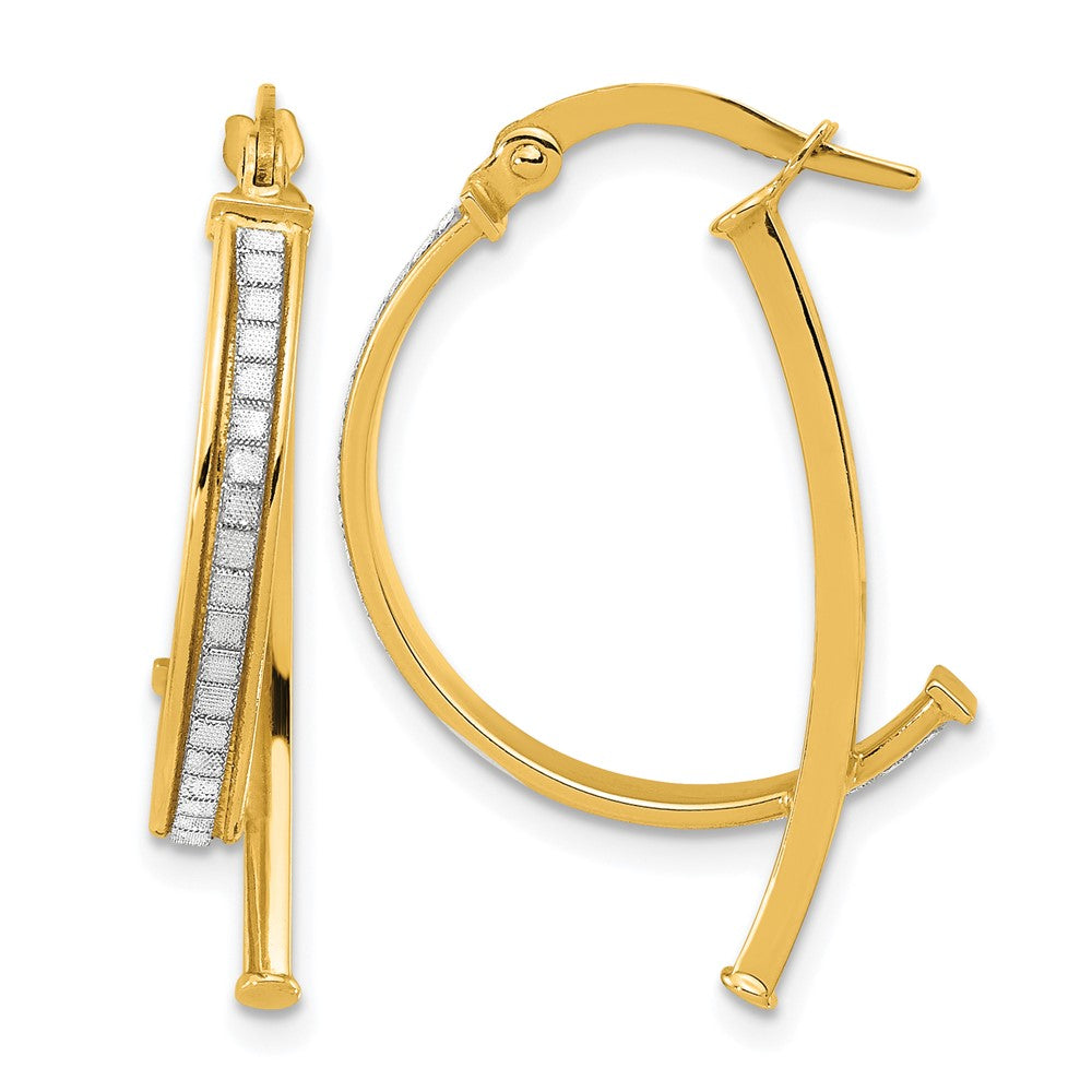14K Gelbgold Poliert Glitzer Infused Creolen
