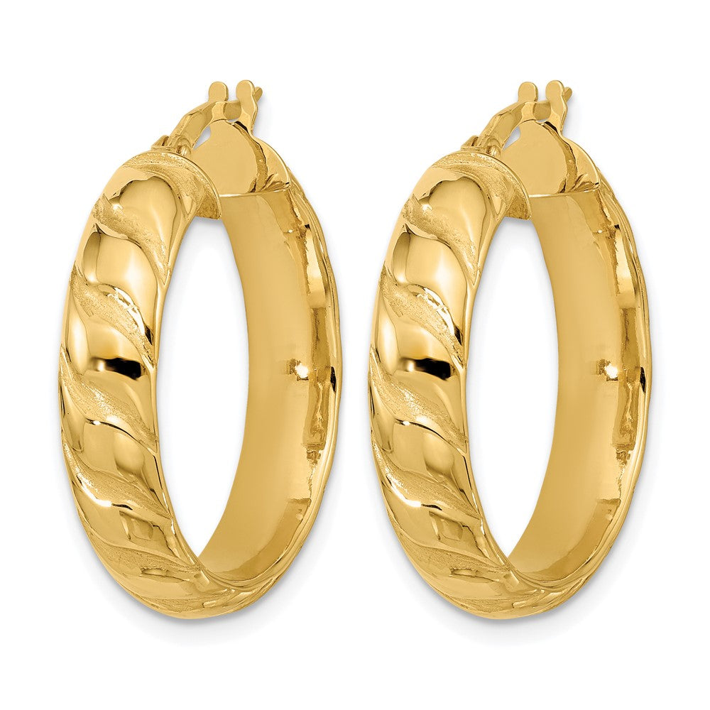 14K Gelbgold Poliert und Gedreht Creolen