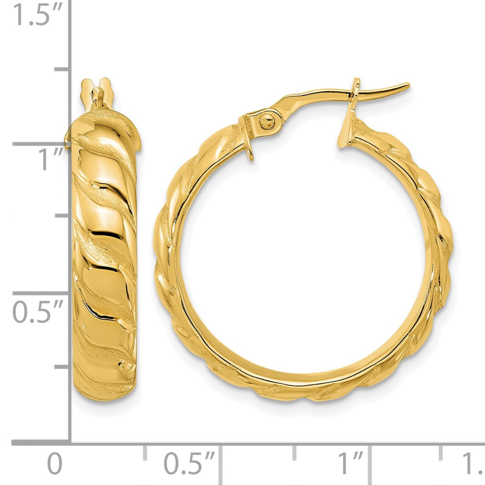 14K Gelbgold Poliert und Gedreht Creolen