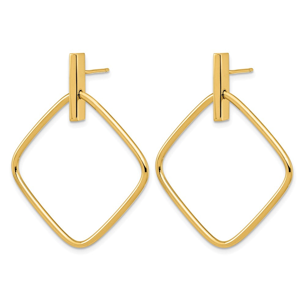 14K Gelbgold Poliert Quadratisch Stecker Ohrhänger