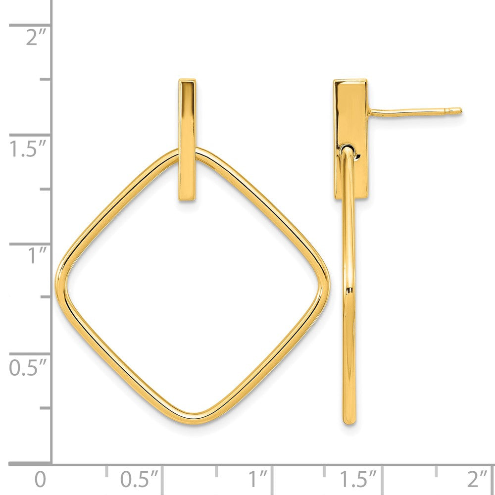 14K Gelbgold Poliert Quadratisch Stecker Ohrhänger