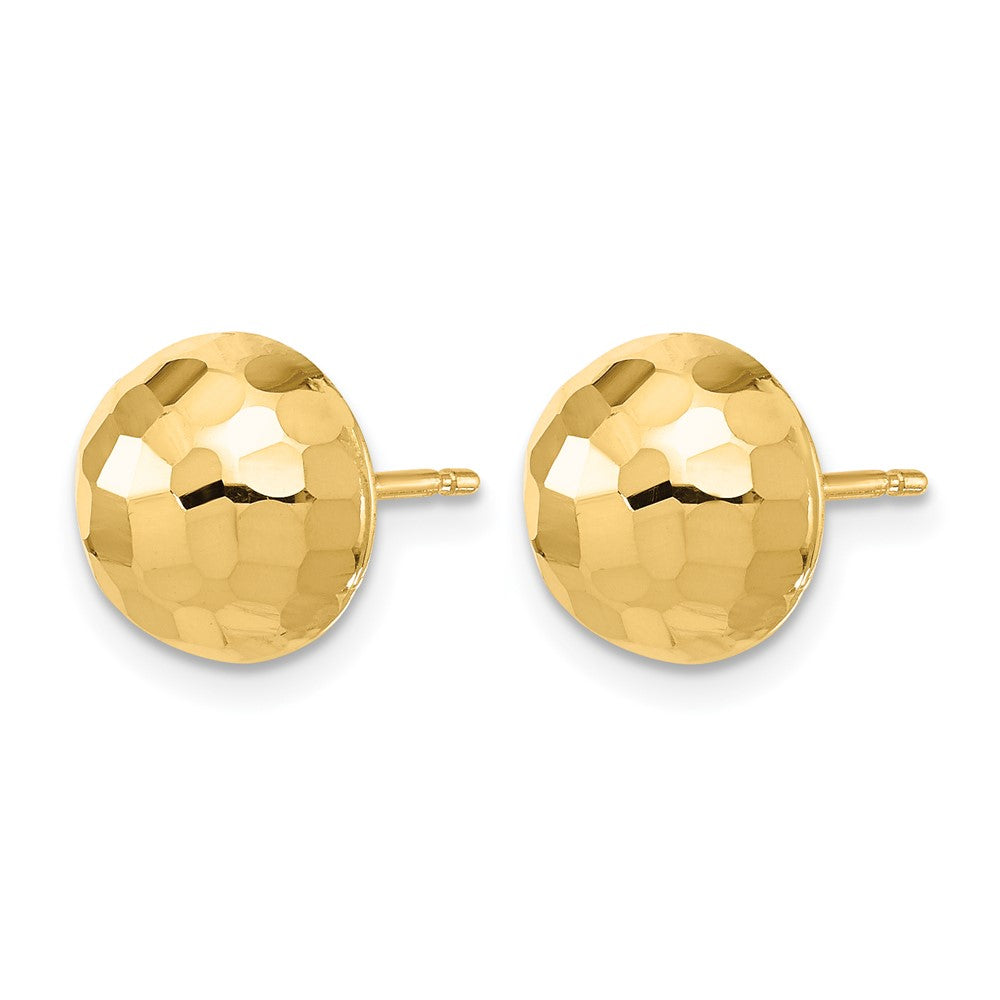 14K Gelbgold Poliert Diamantiert 10mm Knopf Ohrstecker