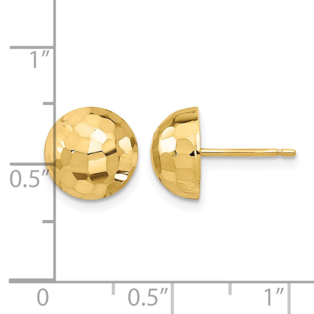 14K Gelbgold Poliert Diamantiert 10mm Knopf Ohrstecker