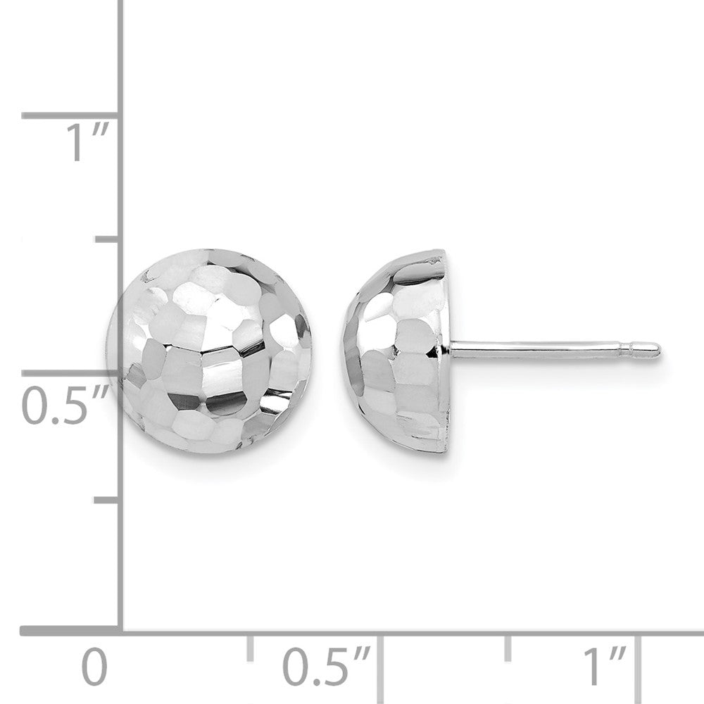 14K Weißgold Poliert Diamantiert 10mm Knopf Ohrstecker