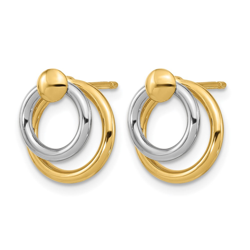 14K Bicolor Poliert Stecker Ohrhänger