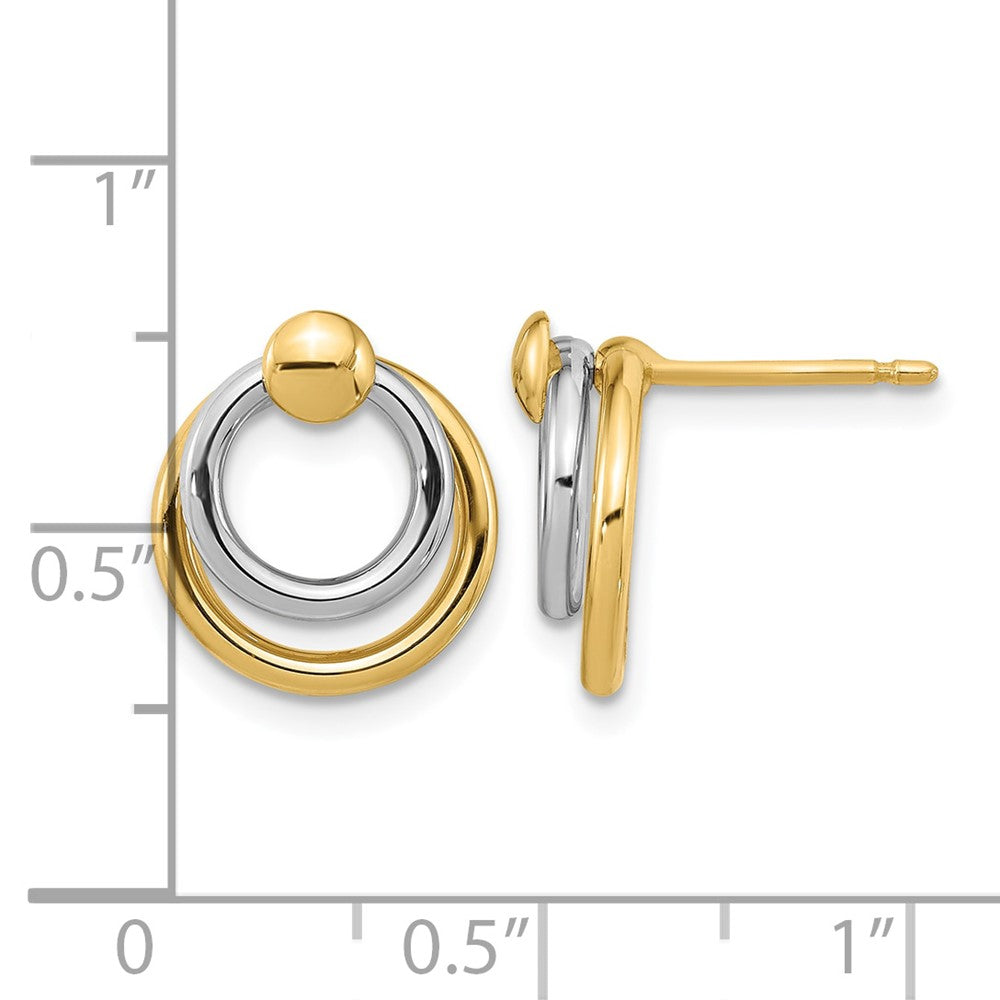 14K Bicolor Poliert Stecker Ohrhänger