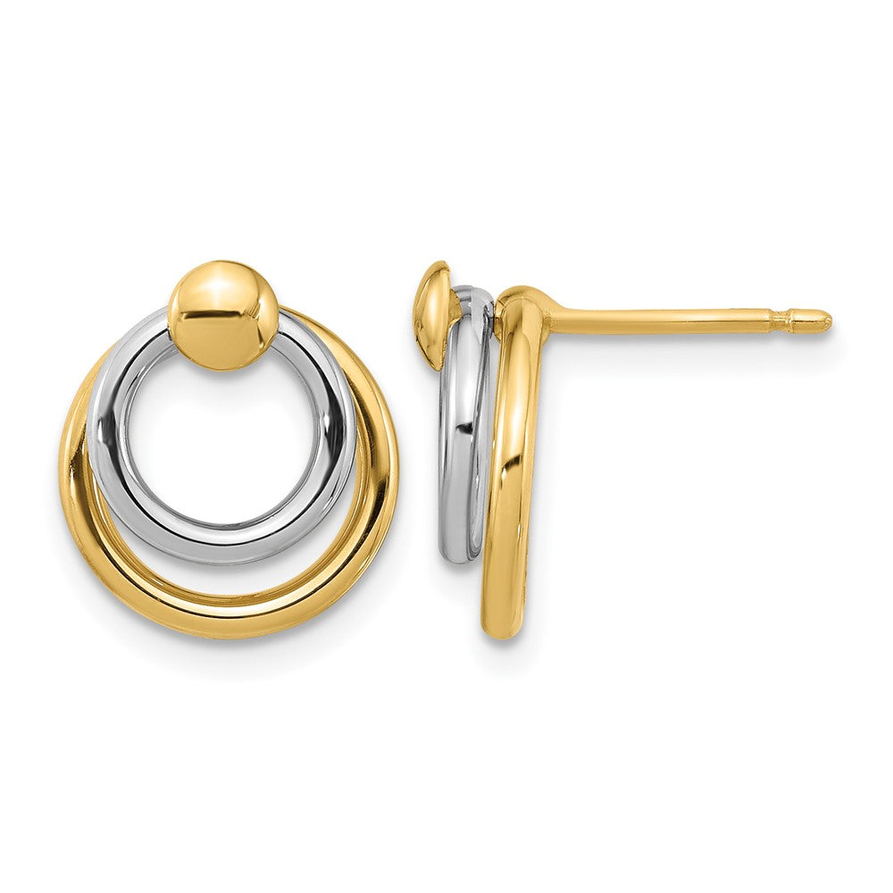 14K Bicolor Poliert Stecker Ohrhänger