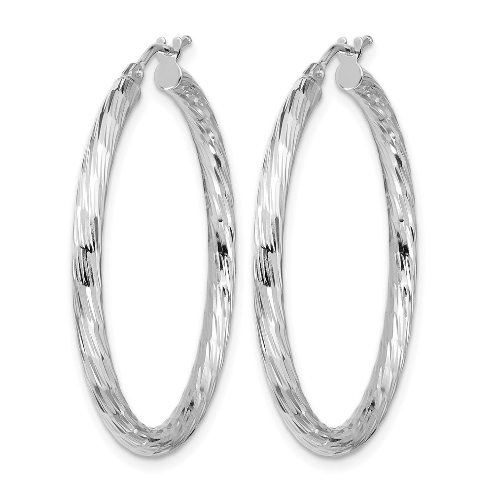 14K Weißgold Poliert Diamantiert Creolen