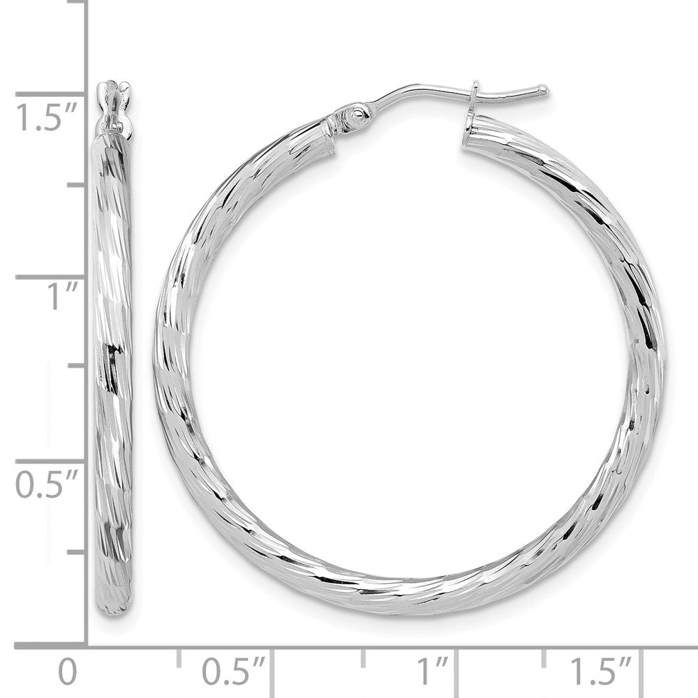 14K Weißgold Poliert Diamantiert Creolen