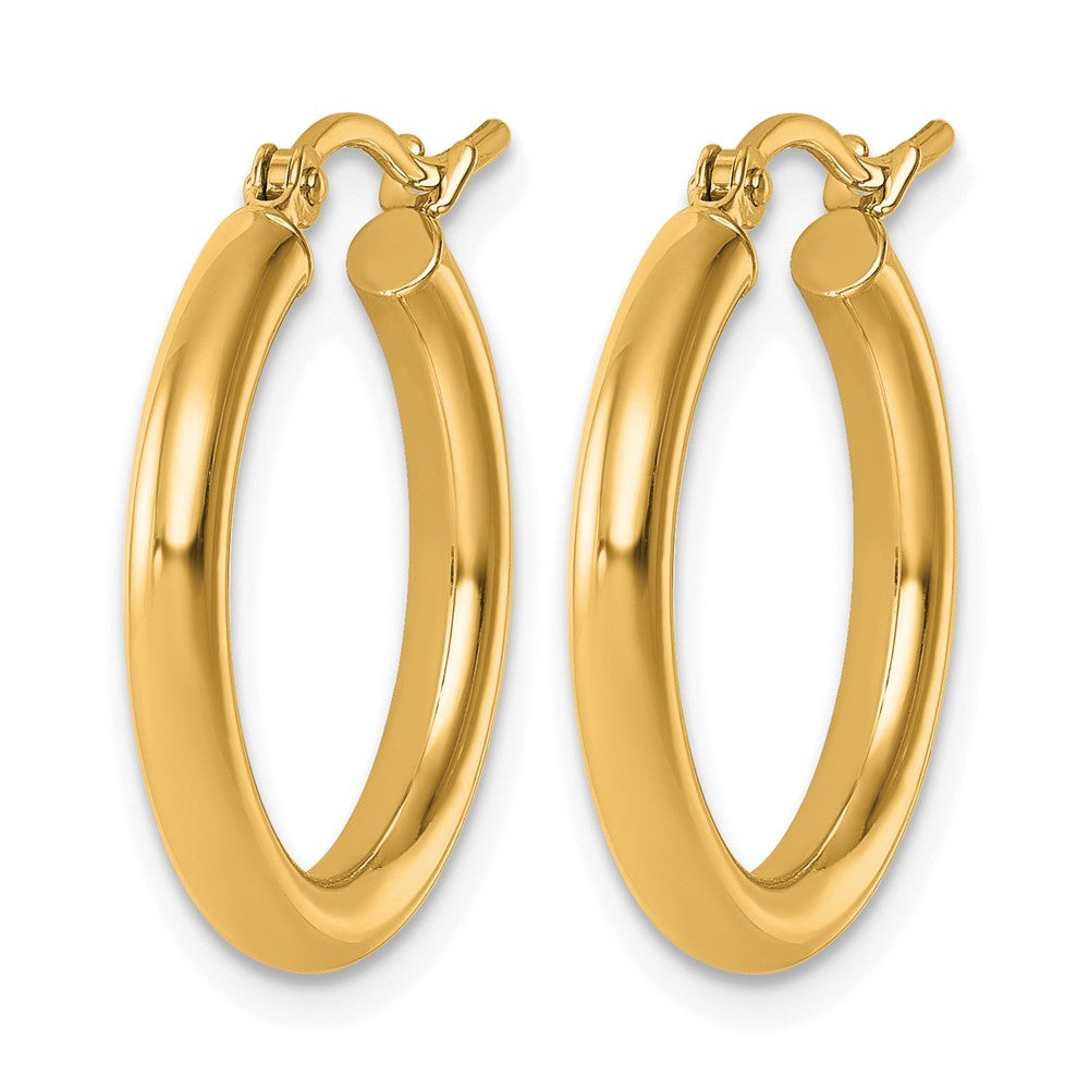 14K Gelbgold Poliert 2.5mm Leicht Röhre Creolen