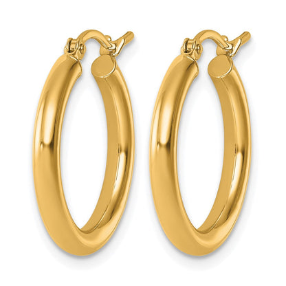 14K Gelbgold Poliert 2.5mm Leicht Röhre Creolen