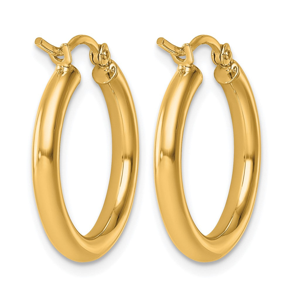 14K Gelbgold Poliert 2.5mm Leicht Röhre Creolen