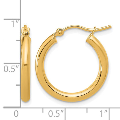 14K Gelbgold Poliert 2.5mm Leicht Röhre Creolen