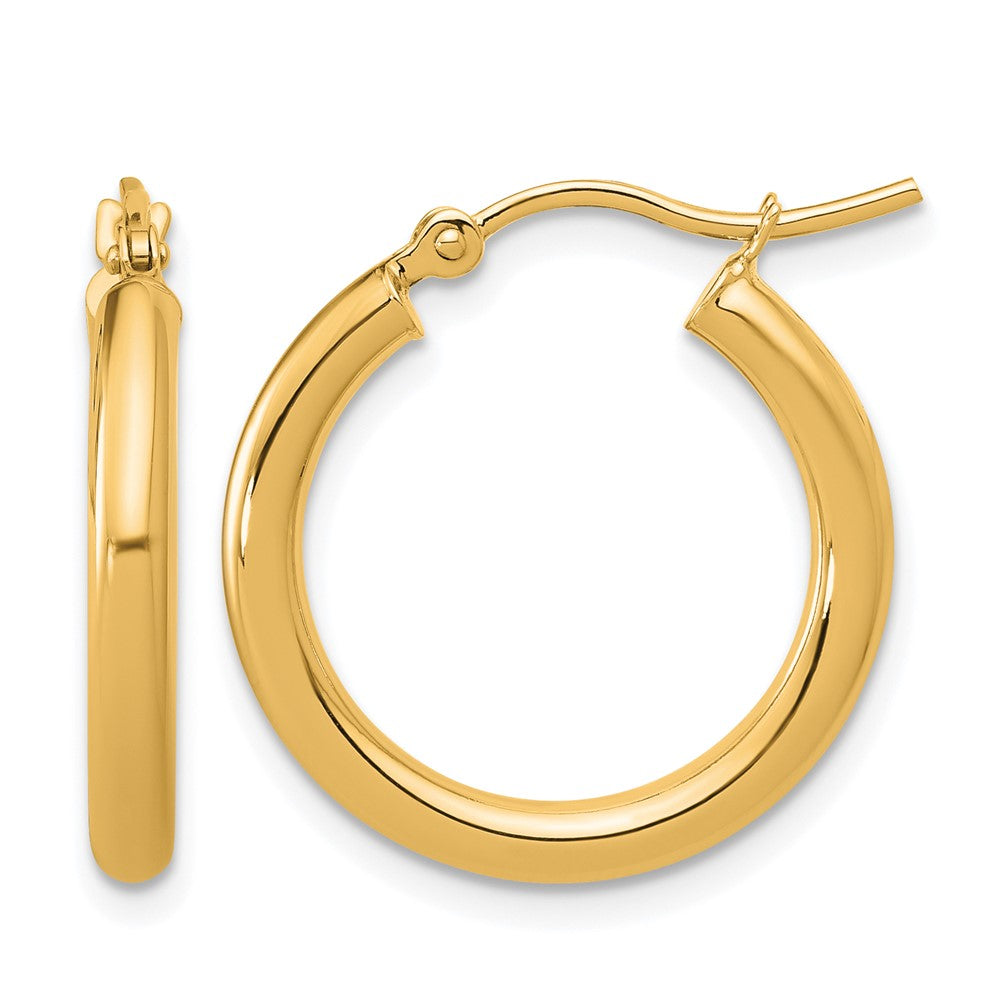 14K Gelbgold Poliert 2.5mm Leicht Röhre Creolen