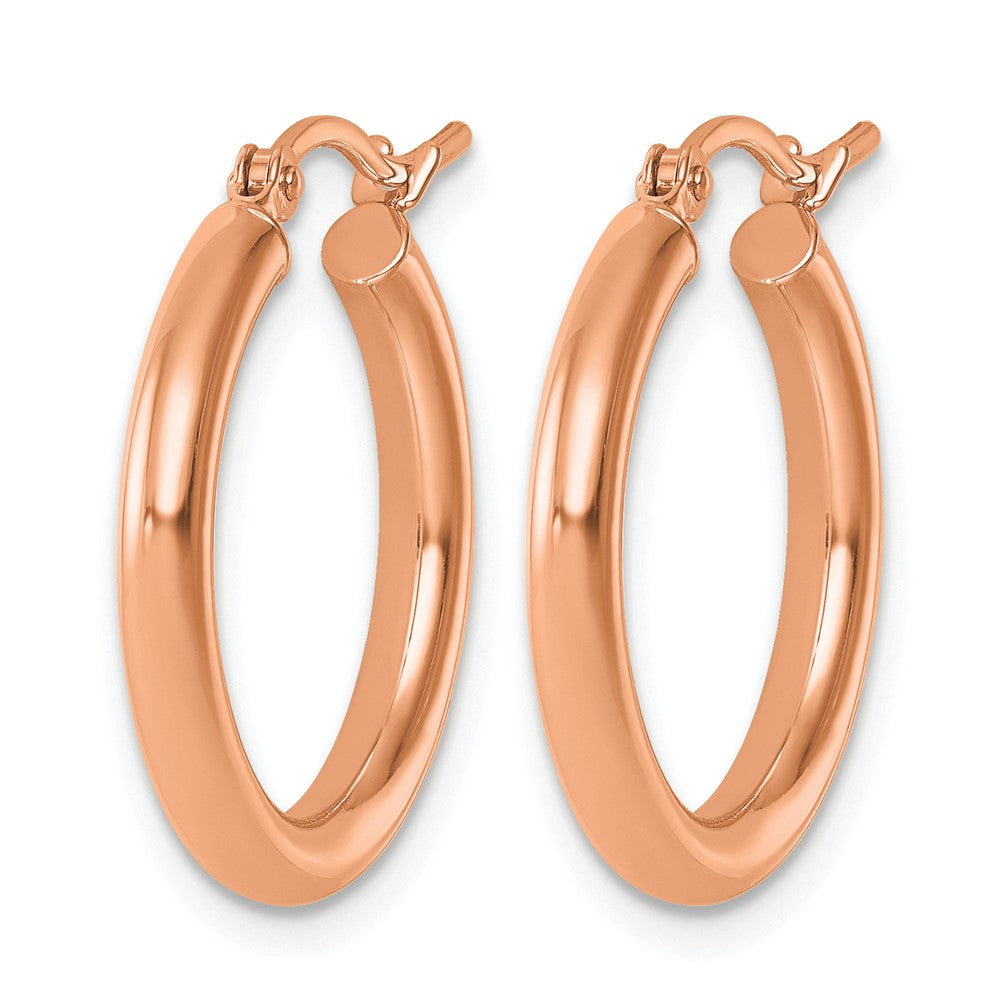 14K Roségold Poliert 2.5mm Leicht Röhre Creolen