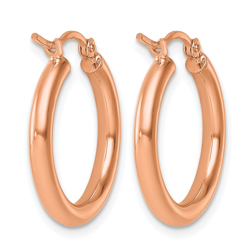 14K Roségold Poliert 2.5mm Leicht Röhre Creolen