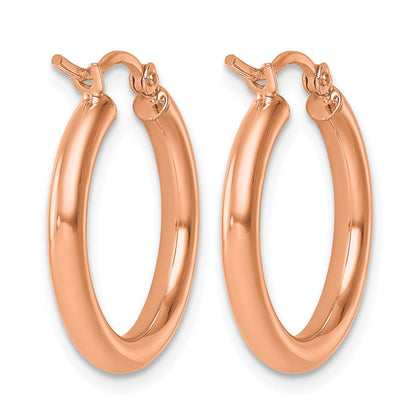 14K Roségold Poliert 2.5mm Leicht Röhre Creolen