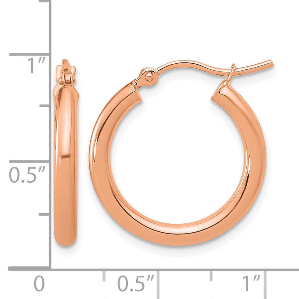 14K Roségold Poliert 2.5mm Leicht Röhre Creolen