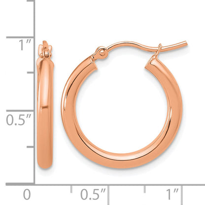14K Roségold Poliert 2.5mm Leicht Röhre Creolen