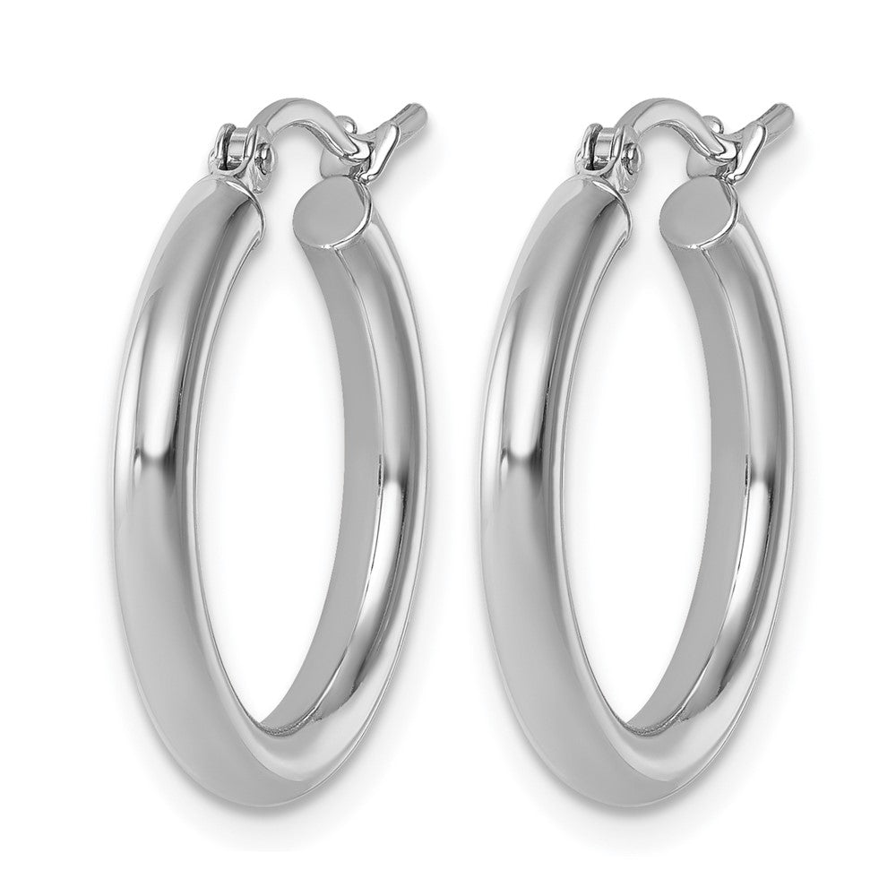 14K Weißgold Poliert 2.5mm Leicht Röhre Creolen