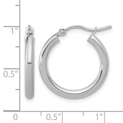 14K Weißgold Poliert 2.5mm Leicht Röhre Creolen