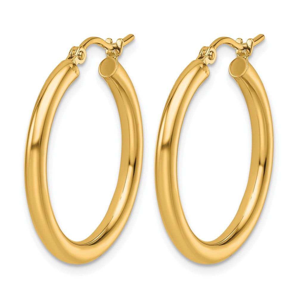 14K Gelbgold Poliert 2.5mm Leicht Röhre Creolen