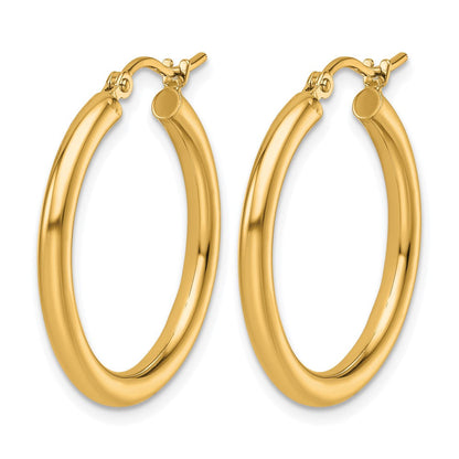 14K Gelbgold Poliert 2.5mm Leicht Röhre Creolen