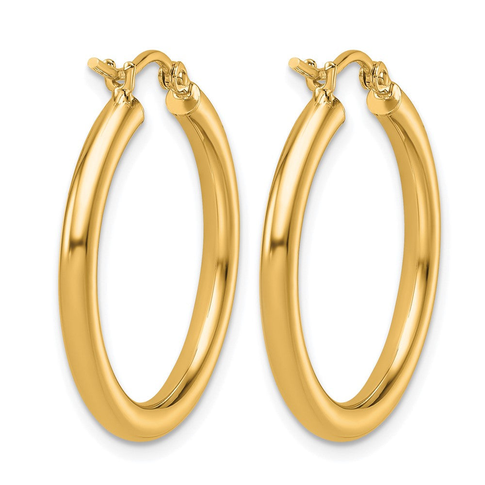 14K Gelbgold Poliert 2.5mm Leicht Röhre Creolen