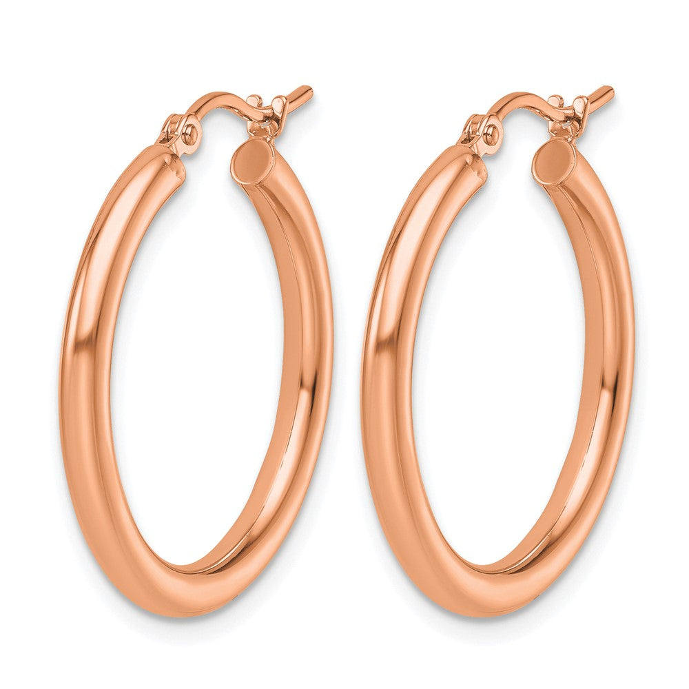 14K Roségold Poliert 2.5mm Leicht Röhre Creolen