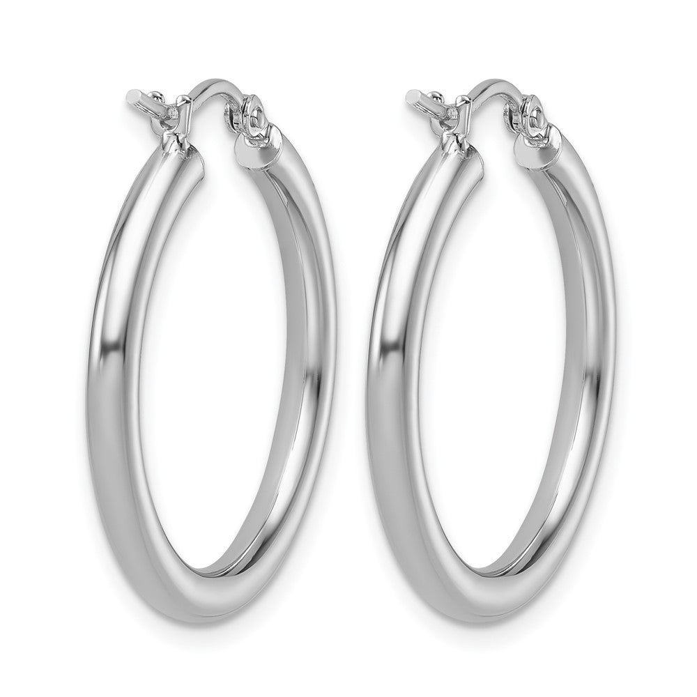 14K Weißgold Poliert 2.5mm Leicht Röhre Creolen