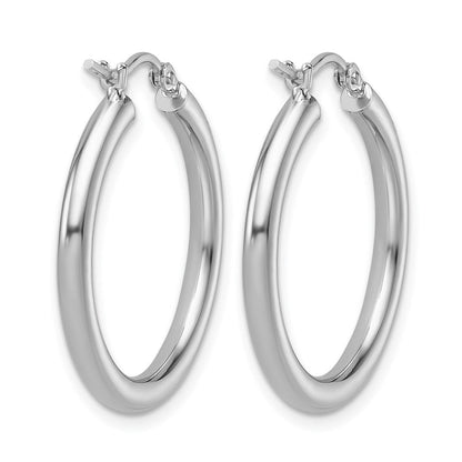 14K Weißgold Poliert 2.5mm Leicht Röhre Creolen