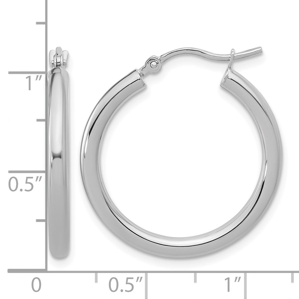 14K Weißgold Poliert 2.5mm Leicht Röhre Creolen