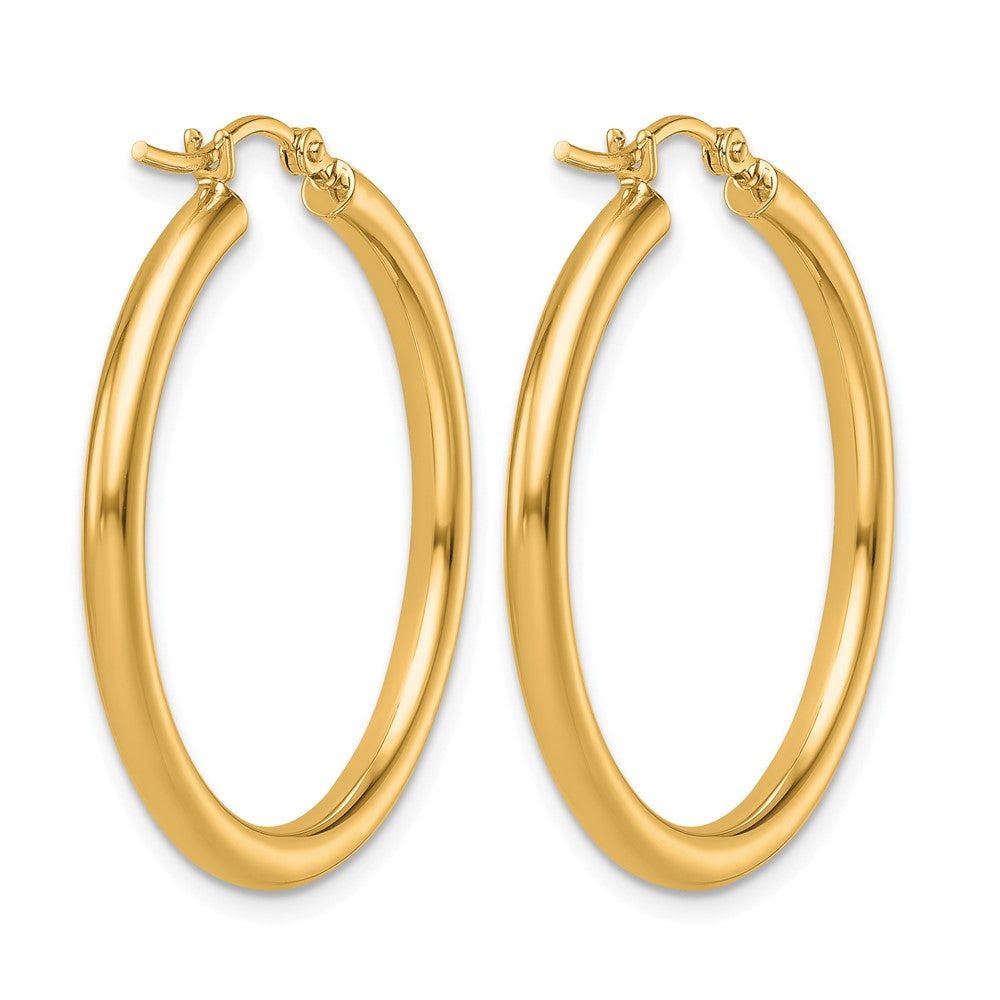 14K Gelbgold Poliert 2.5mm Leicht Röhre Creolen