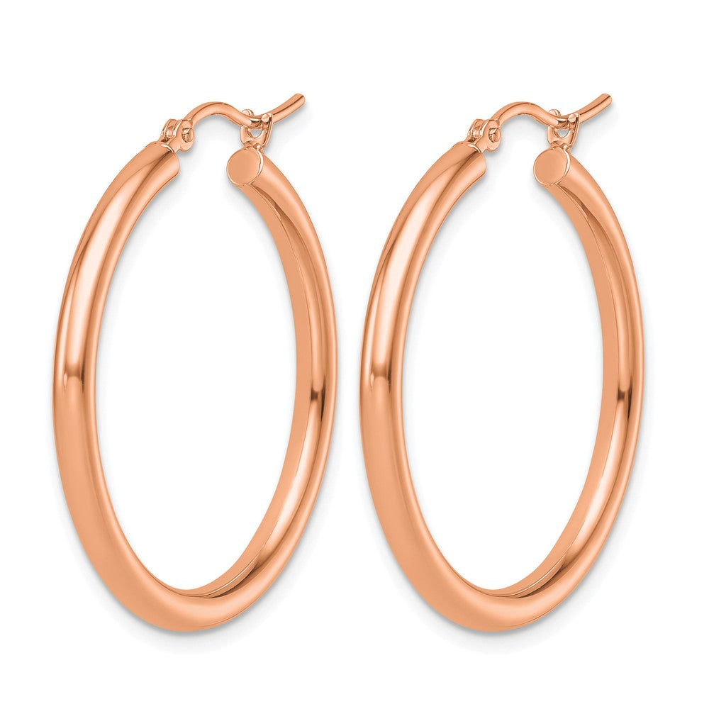 14K Roségold Poliert 2.5mm Leicht Röhre Creolen