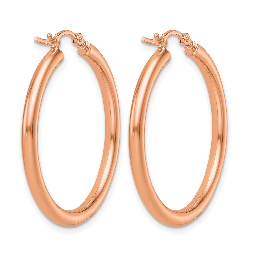 14K Roségold Poliert 2.5mm Leicht Röhre Creolen