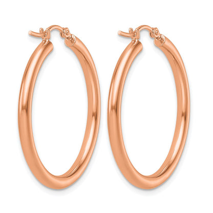 14K Roségold Poliert 2.5mm Leicht Röhre Creolen