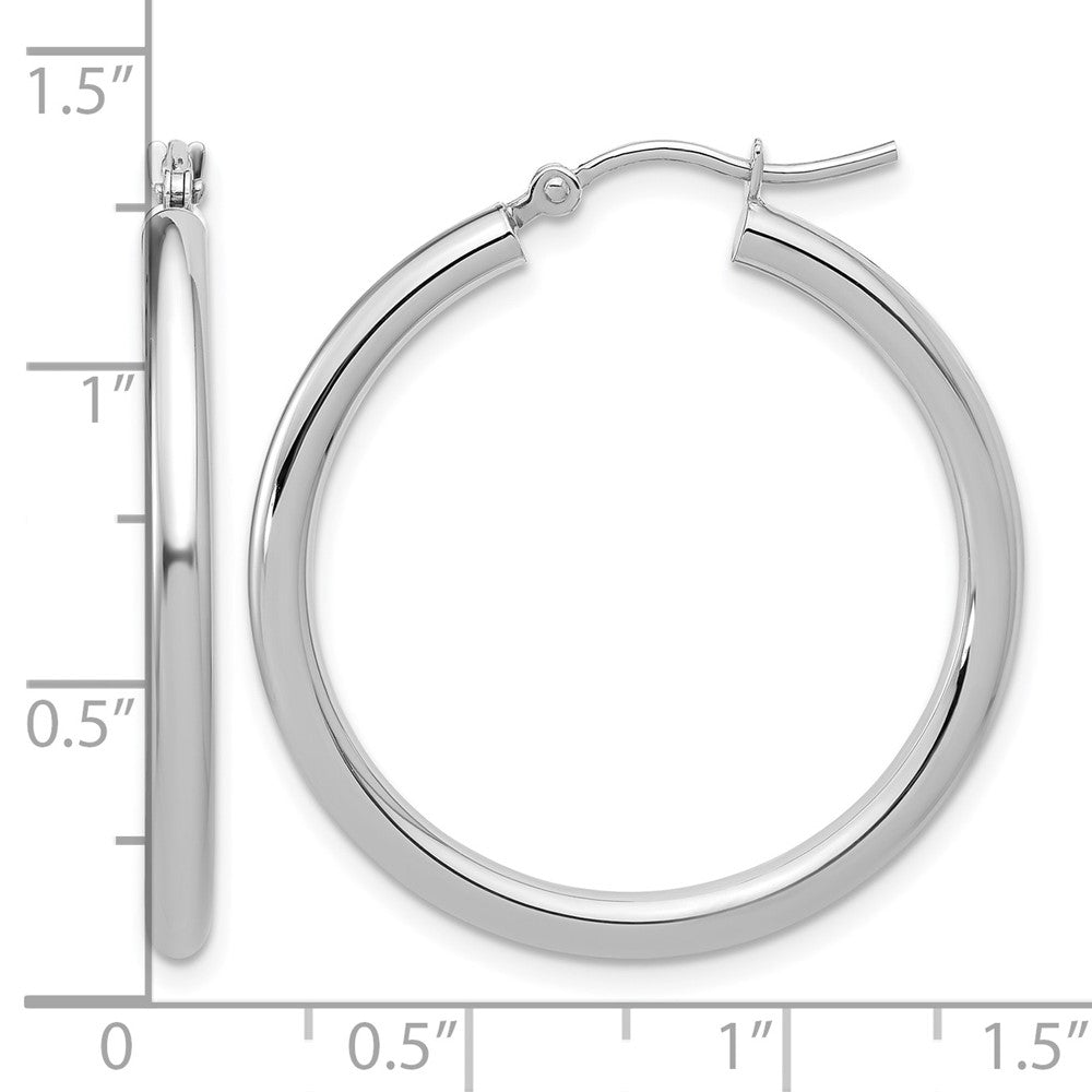 14K Weißgold Poliert 2.5mm Leicht Röhre Creolen