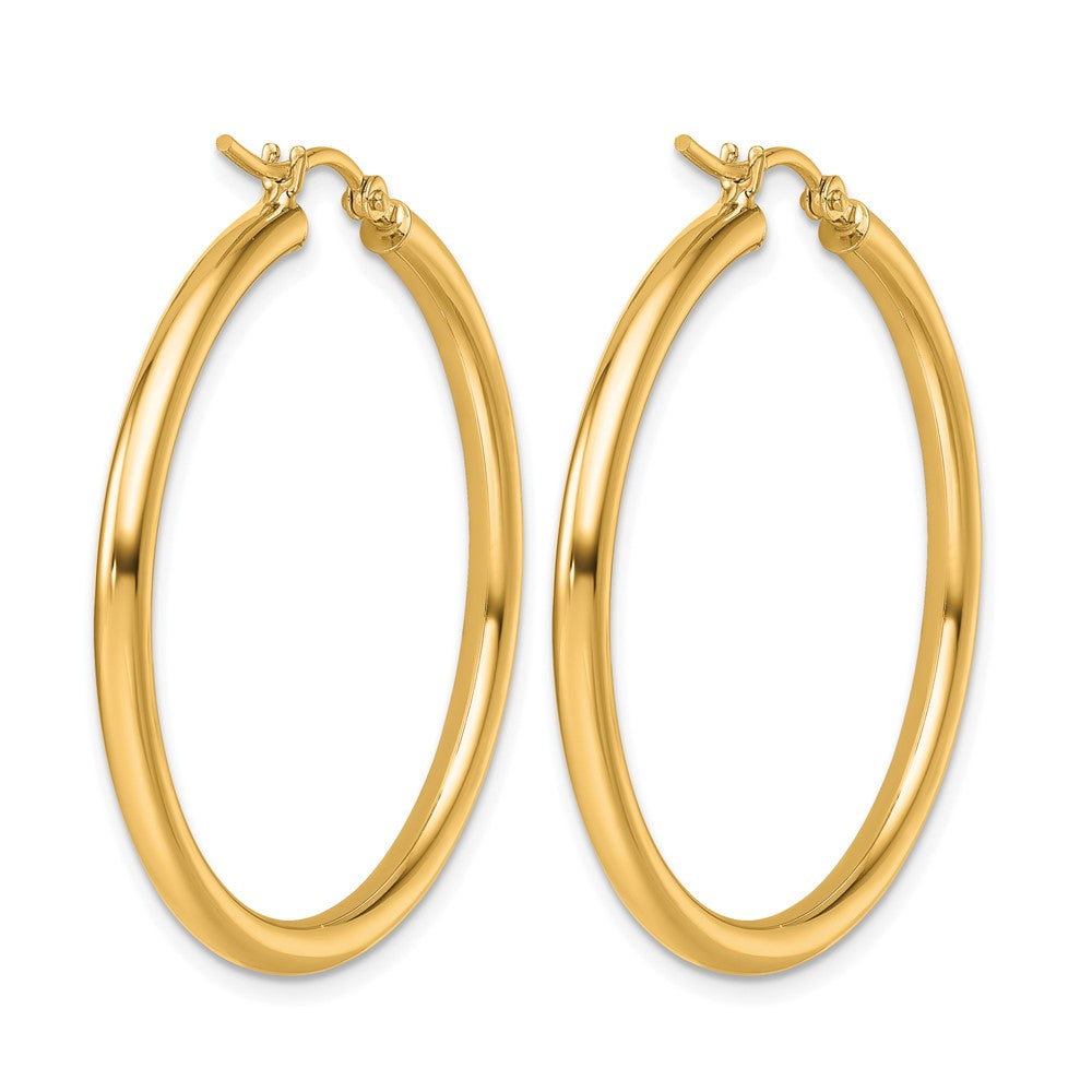 14K Gelbgold Poliert 2.5mm Leicht Röhre Creolen
