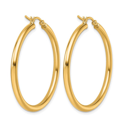 14K Gelbgold Poliert 2.5mm Leicht Röhre Creolen