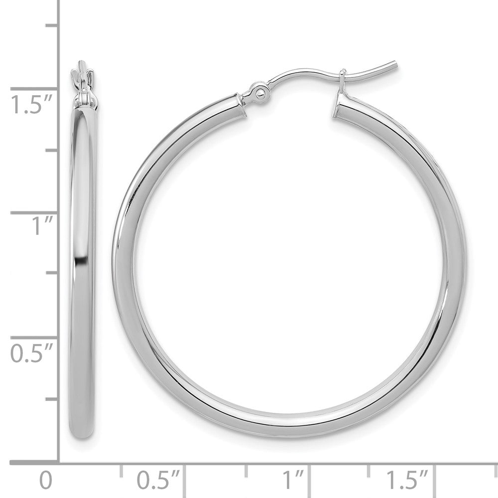 14K Weißgold Poliert 2.5mm Leicht Röhre Creolen