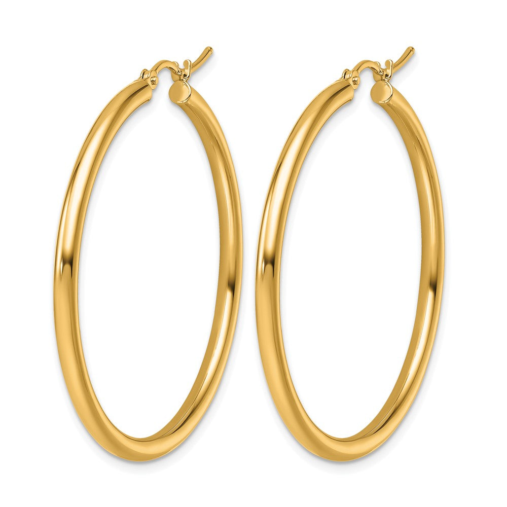 14K Gelbgold Poliert 2.5mm Leicht Röhre Creolen