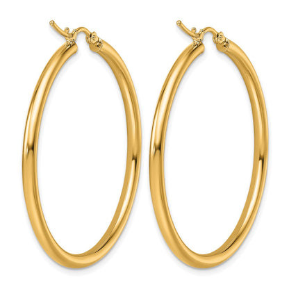14K Gelbgold Poliert 2.5mm Leicht Röhre Creolen
