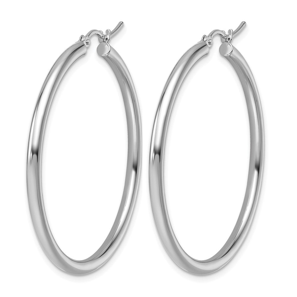 14K Weißgold Poliert 2.5mm Leicht Röhre Creolen