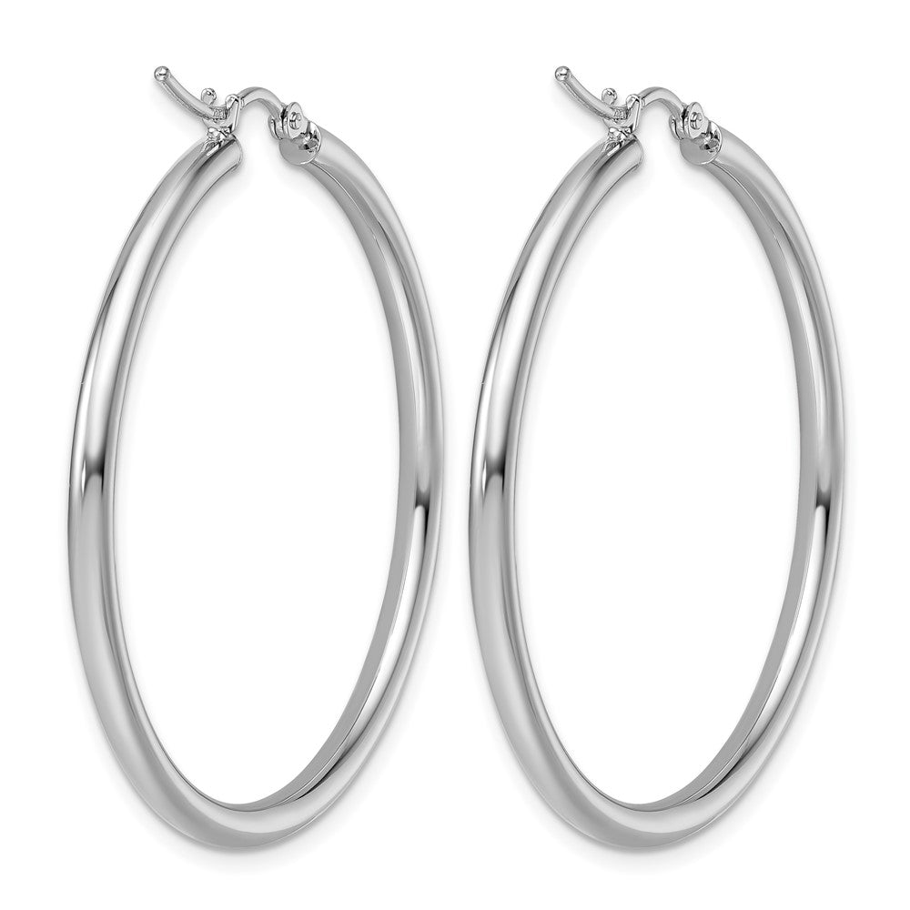 14K Weißgold Poliert 2.5mm Leicht Röhre Creolen