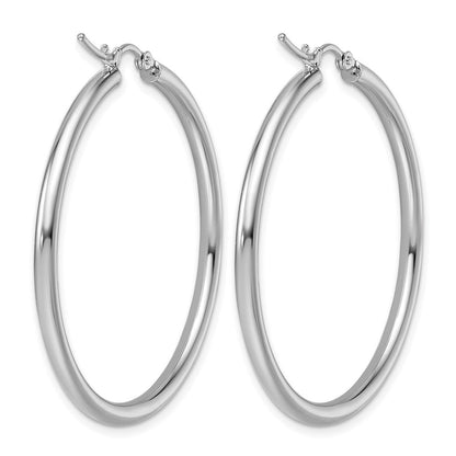 14K Weißgold Poliert 2.5mm Leicht Röhre Creolen